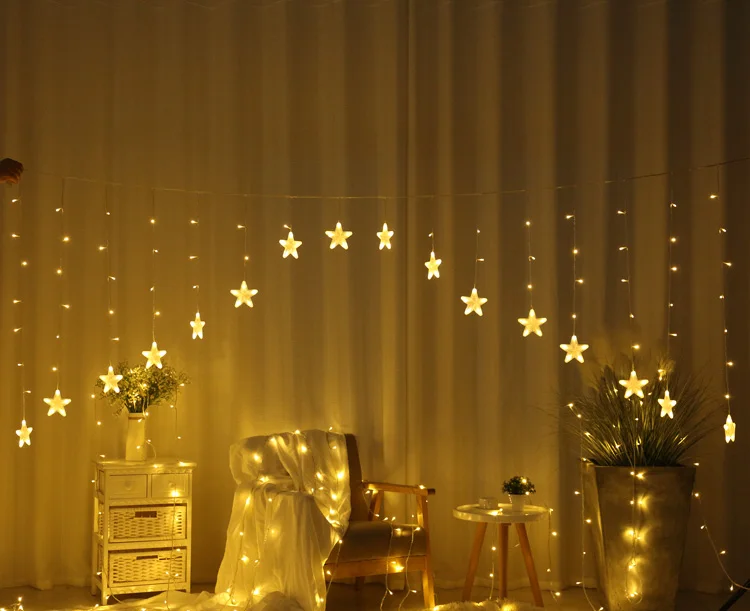 Wholesale V shape LED Star Curtain Lights for Indoor Outdoor Festival  Decoration