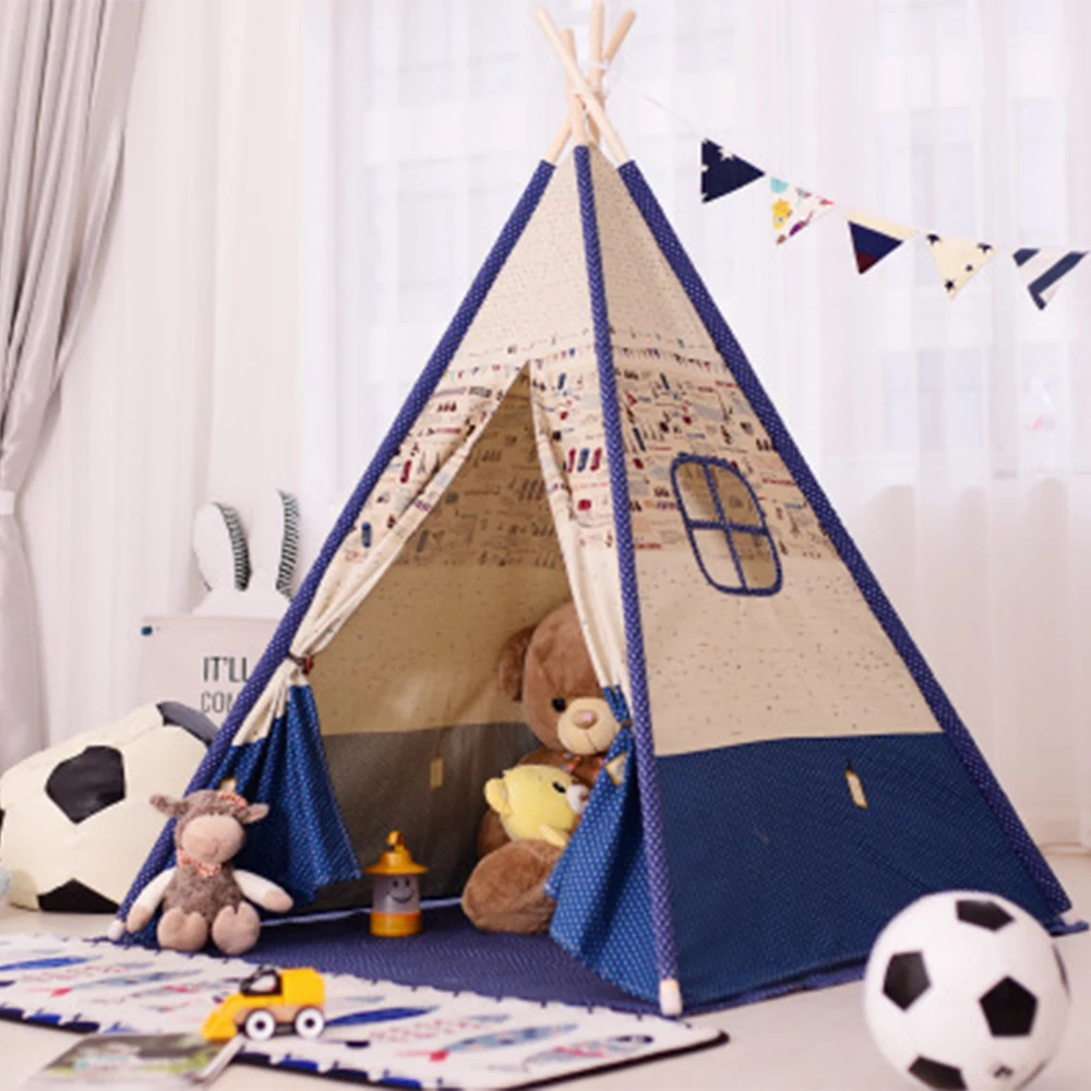 

FunFishing Cottons Canvas Indian Lace Teepee House Children Kids Tipi Tent