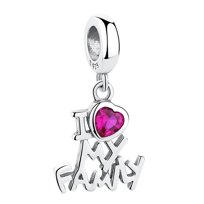 

Real 925 Sterling Silver I Love My Family Beads Dangle Fit Original Charm Bracelet Pendant Jewelry Gift