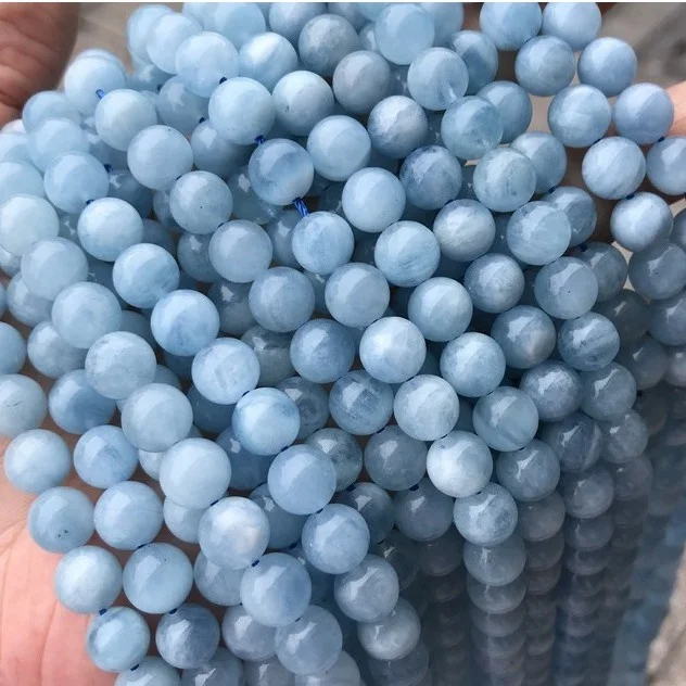 

Natural High Quality Loose Aquamarine Blue Quartz Stone Beads For Jewelry Making