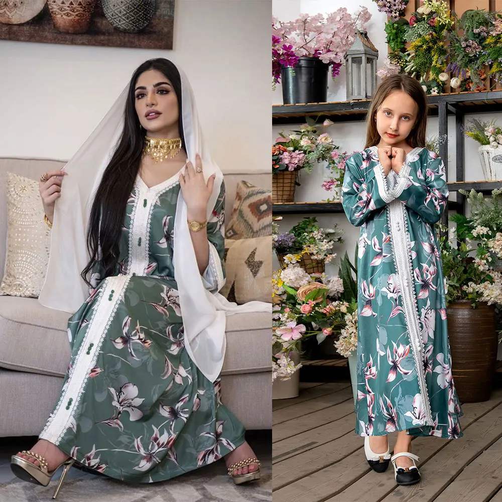 

Matchyou Parent-Child kids islamic clothing jalabiya for women ethnic clothing kaftan dress dubai jalabiya