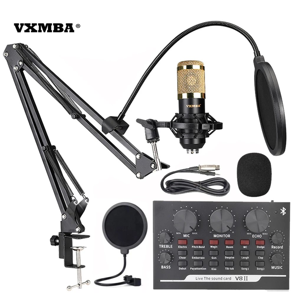 

Bm800 microphone V8 sound card YouTube recording voice chat Podcast Good Selling Studio Recording Microphone Usb