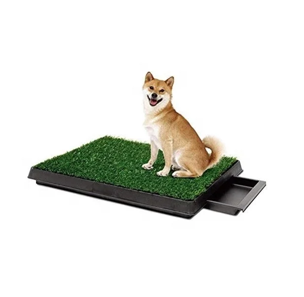 

Hot selling Pet Supply Dog Pee Potty Pad, Bathroom Tinkle Artificial Grass Turf, Portable Potty Trainer with drawer, Green/ as pics
