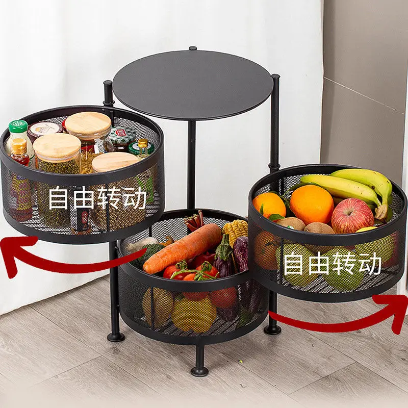 

kitchen round movable multi-layer rotating vegetable basket storage rack Kitchen vegetable rack household sundries fruit rack