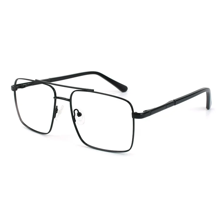 

Squared double bridge eyeglasses frame metal optical frames oversized, 5 colors