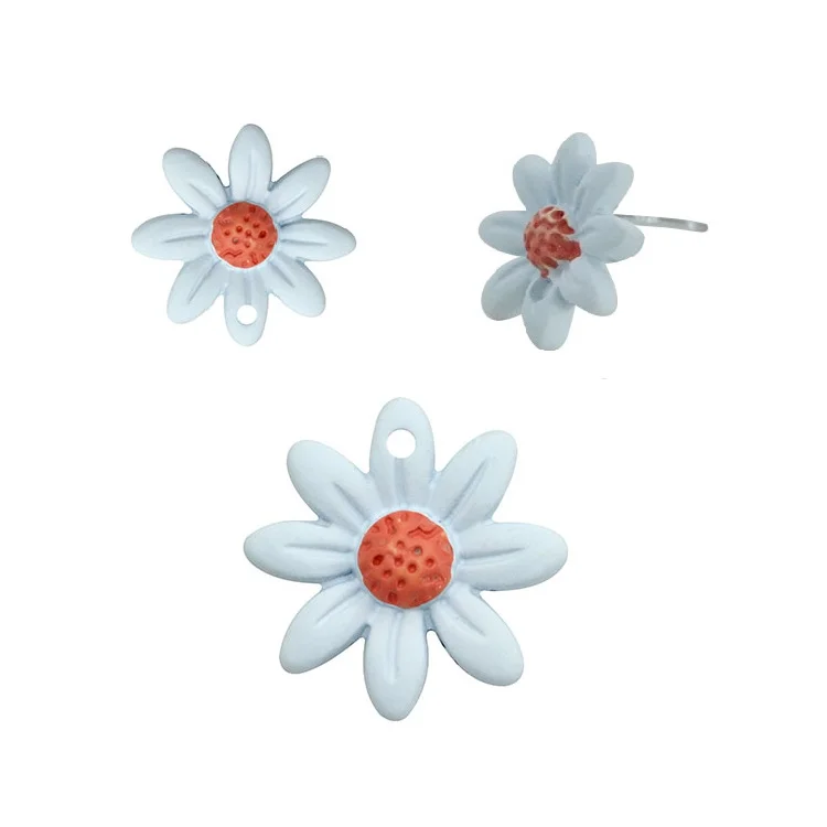 

Trendy Hyperbole Daisy Flower Pendants and Studs Earrings Sets Alloy Flower Jewellery Accessories, White