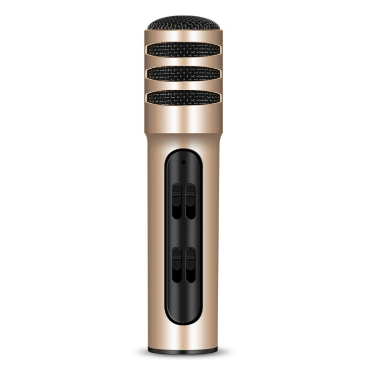 

Condenser Microphone Dual Mobile Phone Karaoke Live Singing Microphone Built-in Sound Card(Gold)