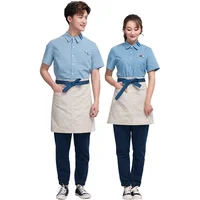 

wholesale TOP sale short sleeves restaurant uniforms designs waiter waitress uniform work shirts uniforme mesera