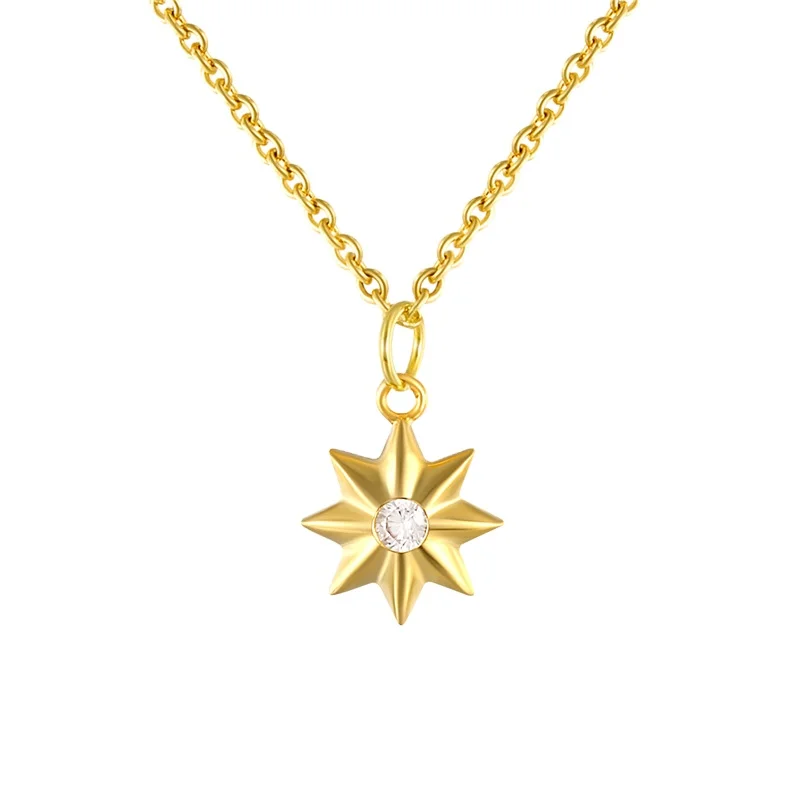 fashion necklace jewelry 925 sterling silver star diamond pendant necklace 18K gold plated chain jewelry women