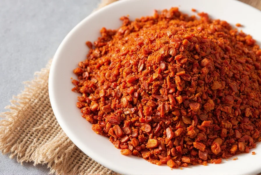 Kitchen scene with Korean chilli flakes in use