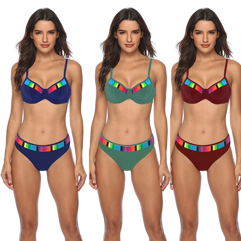 

2021 Sexy Women Bikini Cintura Alta High Waisted Bathisuits Luxury Highwaist Split Bikini Swimsuit Woman Swimwear, Picture showed