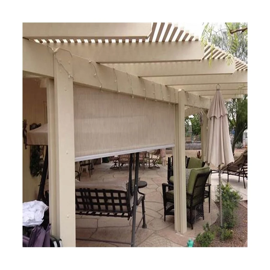 

QINGYING Customized Zip Track Outdoor Windproof Roller Blinds for Balcony, White,beige,grey,black