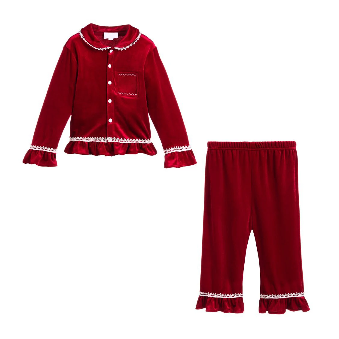 Baby Winter Sleepwear Lace Trims Red Soft Velour Pyjamas Kids Girl Pajamas Buy Kids Pyjamas