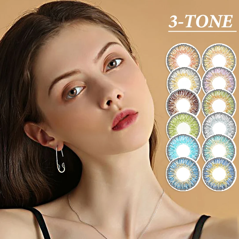 

Magister Beauty Cheap Honey soft yearly fresh look 3 Tone Colored Contact Eye Lenses cosmetic eye contact lenses, 12 colors