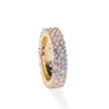 hip hop 2 rows 14k gold cz Lab diamond wedding engagement band ring
