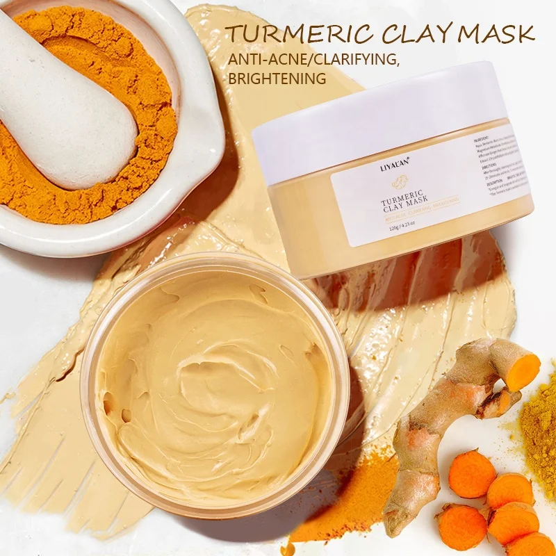 

120G Face Maskss Beauty Facial Cleansing Skin Care Whitening Vitamin C Ginger Mud Natural Organic Turmeric Face Clay Mask