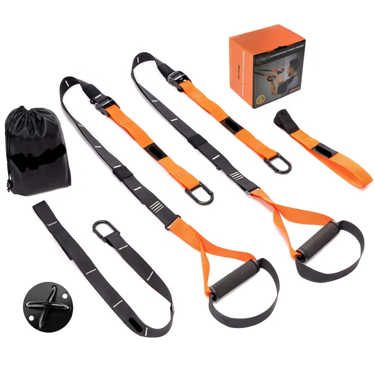 

Wellshow Sport Suspension Trainer Bodyweight Resistance Trainer Kit Workout Fitness Band With Mount Bracket For Core Strength, Orange/pink/blue ect.