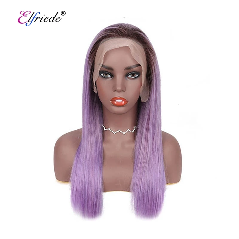 

#T 1B/Purple Straight Brazilian Virgin Remy Human Hair Lace Front Wigs Free Shipping SLD-53