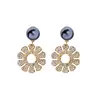 Free Shipping Online Wholesale New Jewelry Grey Pearl Rhinestone Flower Pendant Best Place To Buy Earrings For Women