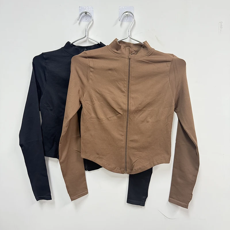 长袖立领弹力Spandex Nylon瑜伽Top
