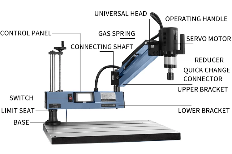 tapping machine M36 CNC servo auto electric Flex Arm vertical
