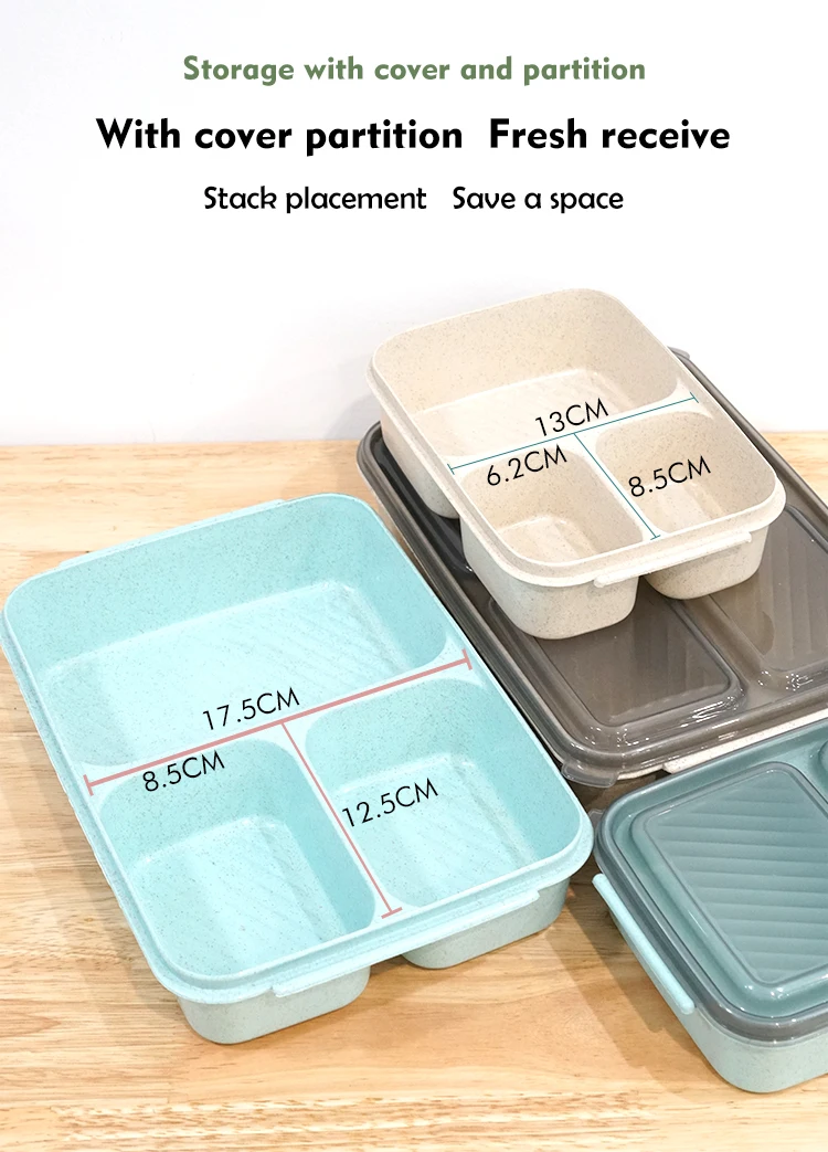 3 Compartment Plastic Square Food Storage Container Bpa Free For Kids ...