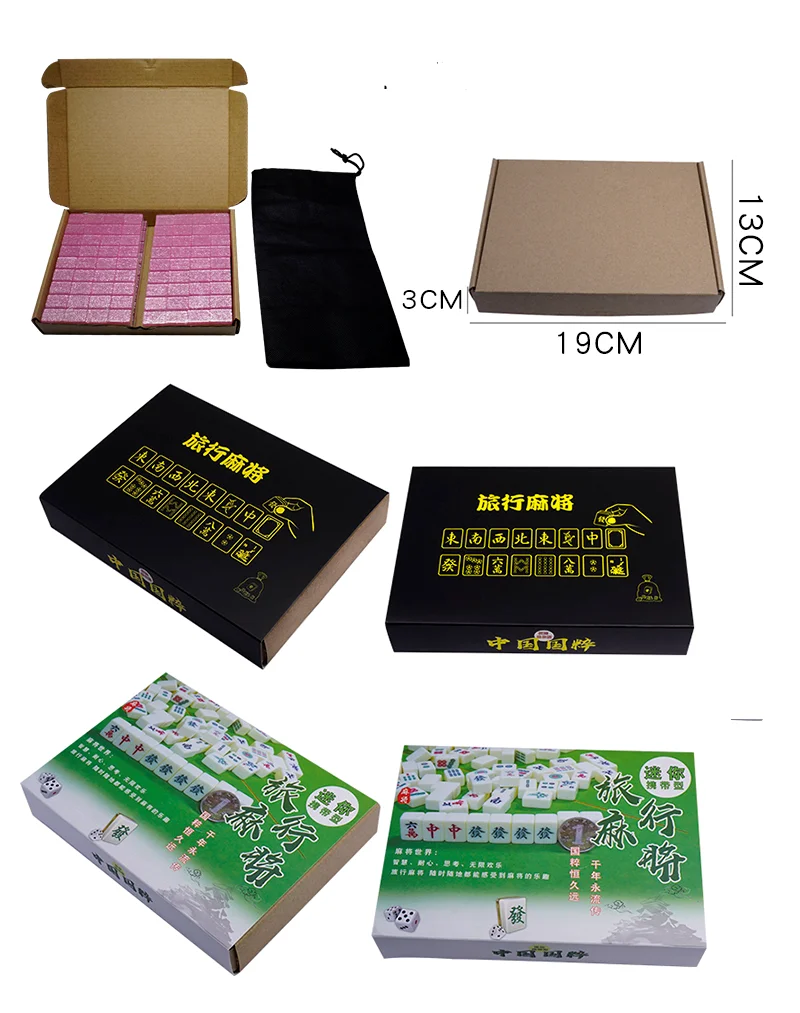 

acrylic Pink Crystal Portable Travel Chinese Mahjong Set With carton sleeve