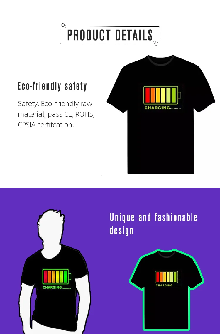 Led Tshirt Wholesale/led Lighting T Shirt/led Light Up T-shirts For Led Children Toys Custom 