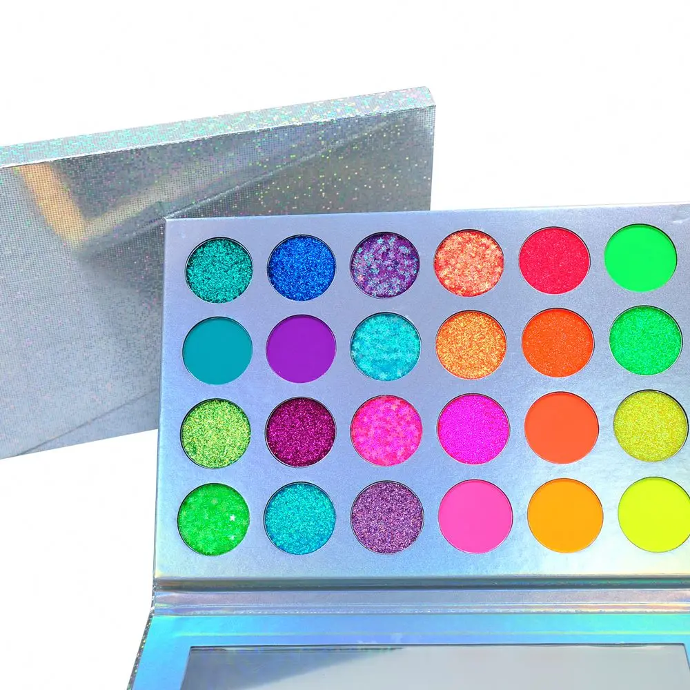 

Neon no brand wholesale glitter eyeshadow Colors make-up cosmetic private label eyeshadow palette