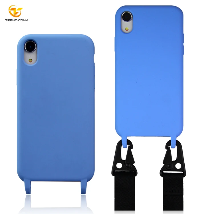 

For iPhone XR Silicone with Straps Necklace Phone Case Cord, Green, blue, yellow
