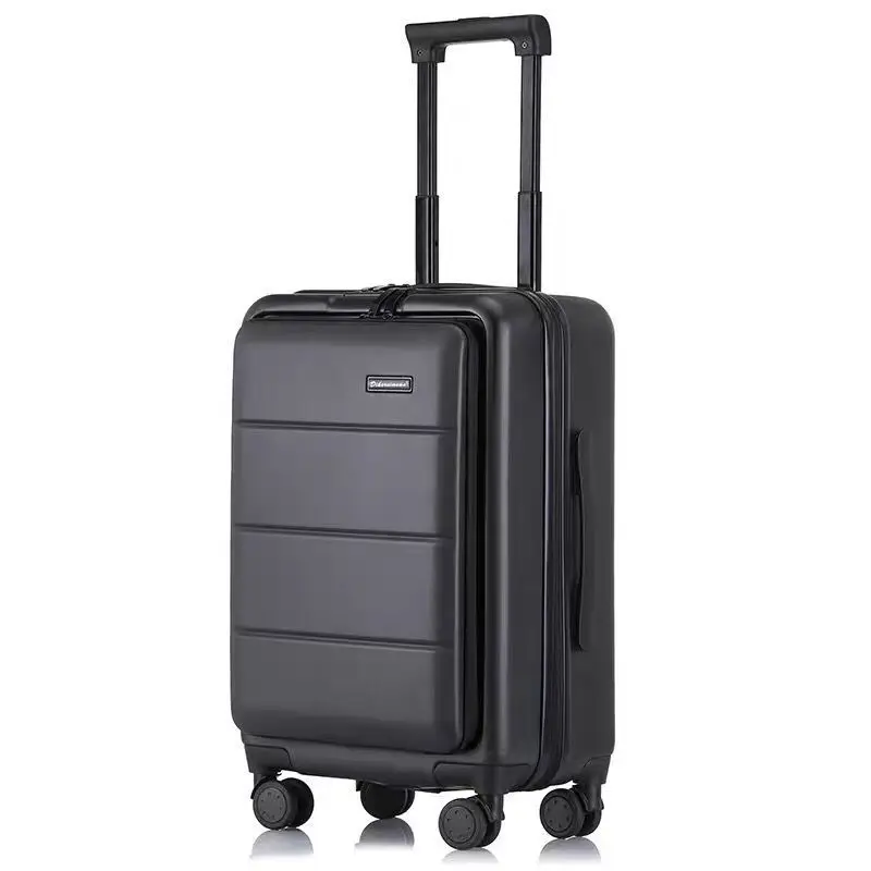 

High quality 18/20/22/24/26 inch business abs and pc luggage trolley bags with front pocket abd TSA Lock, Black