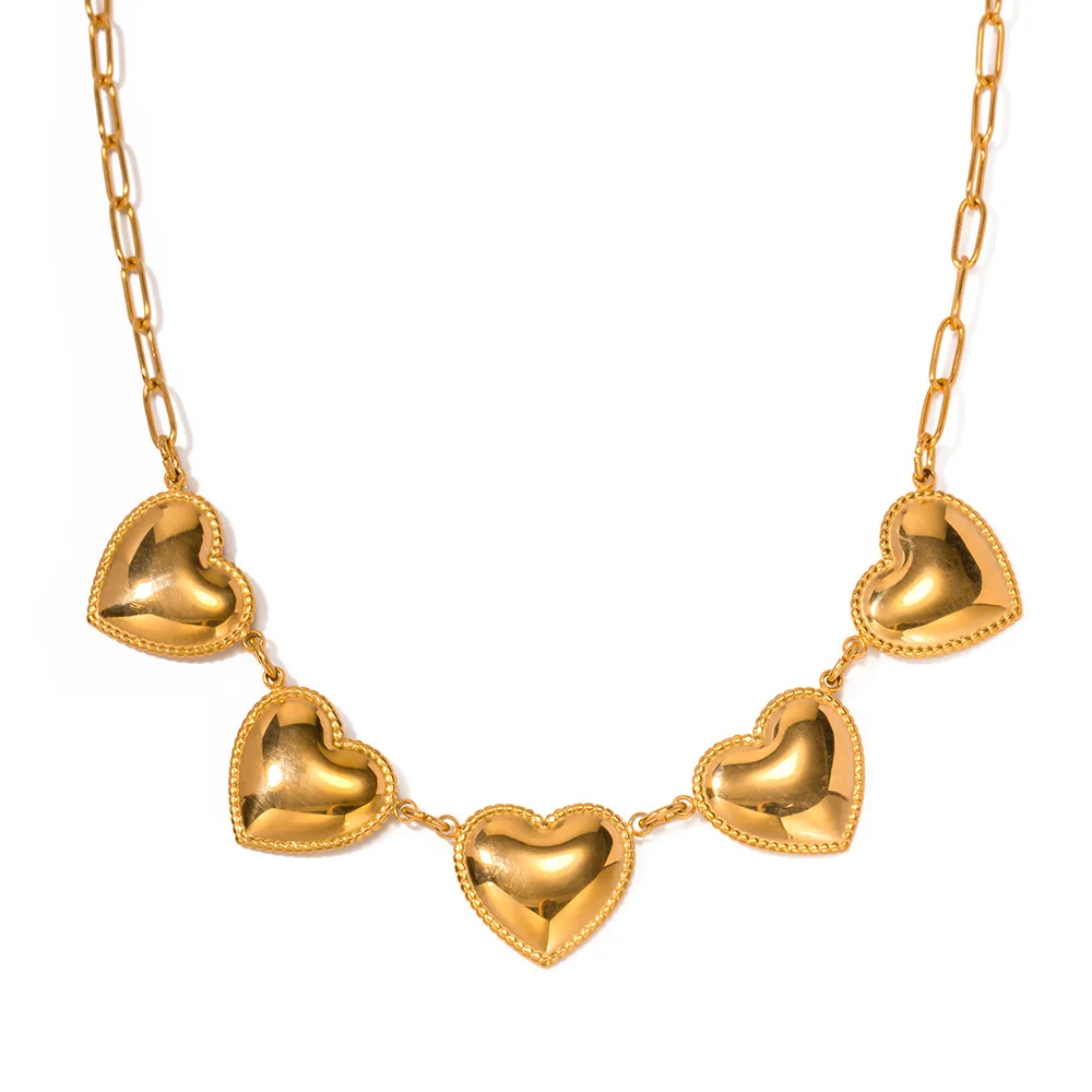 

2023 Designer Gold Peach Heart Choker Necklaces Dainty Stainless Steel Heart Necklace For Women