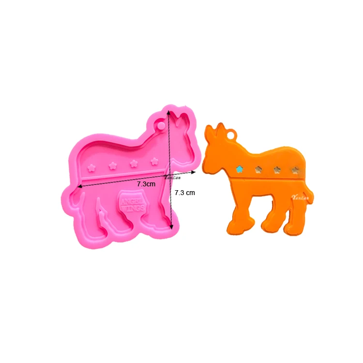 

S806 Shiny cute donkey shaped animal keychain mold for resin crafts, Random