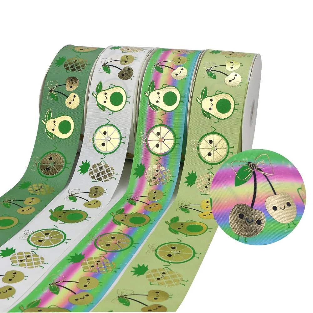 

Midi New Design Ink Hot Foil Printed Grosgrain Fruit Ribbon Summer, Request