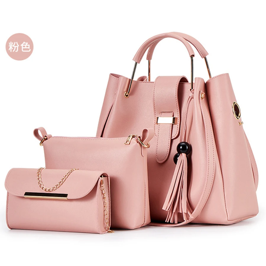 

Hot sale 3 Pieces PU Leather Tote Hand Bag Women Luxury Handbag Set, Multi colors