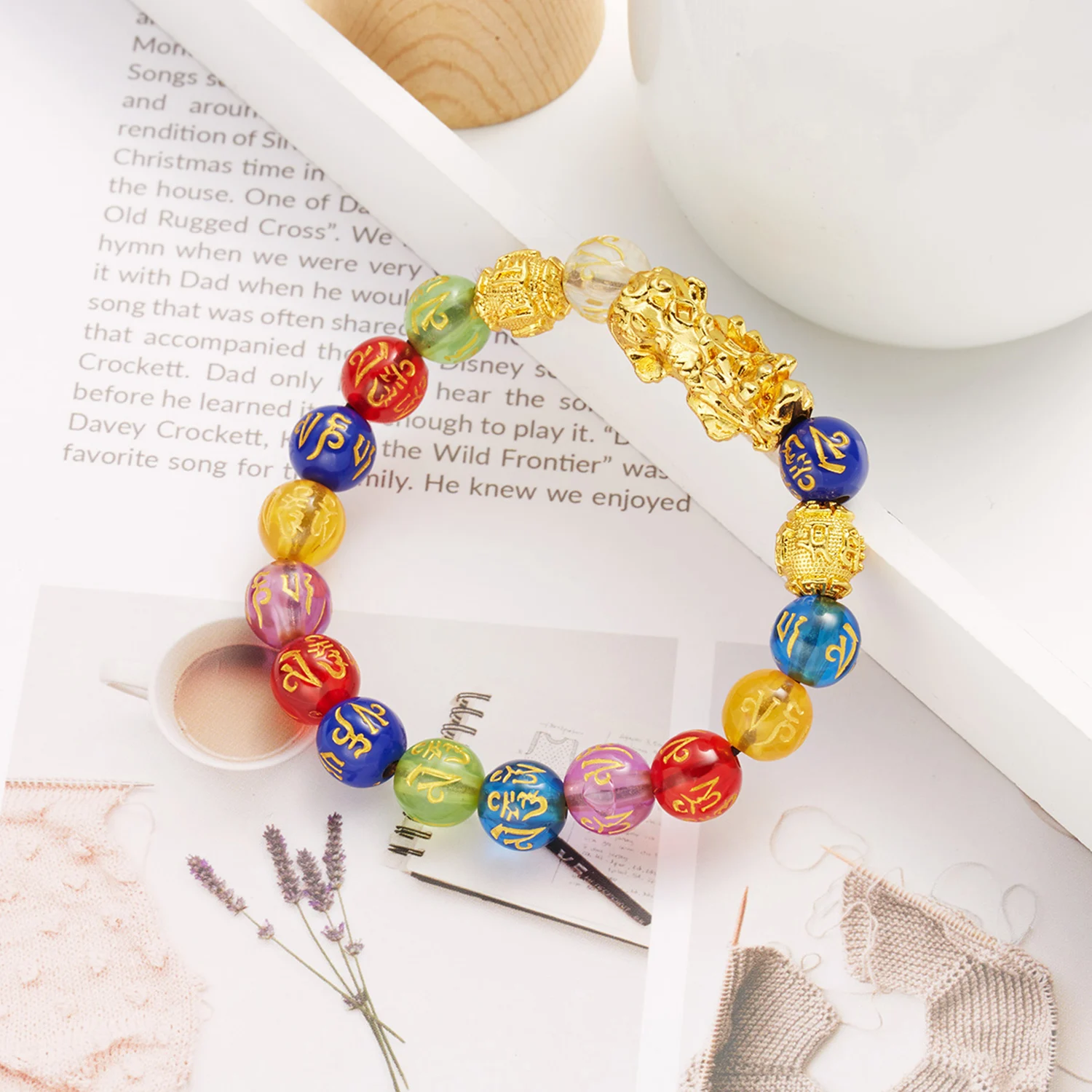 

Trendy beaded crystal bracelet Charm bracelet Stretch rope  length bangle for couple girls women, As shown