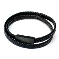 

Simple design 2 circle original leather men's bracelet