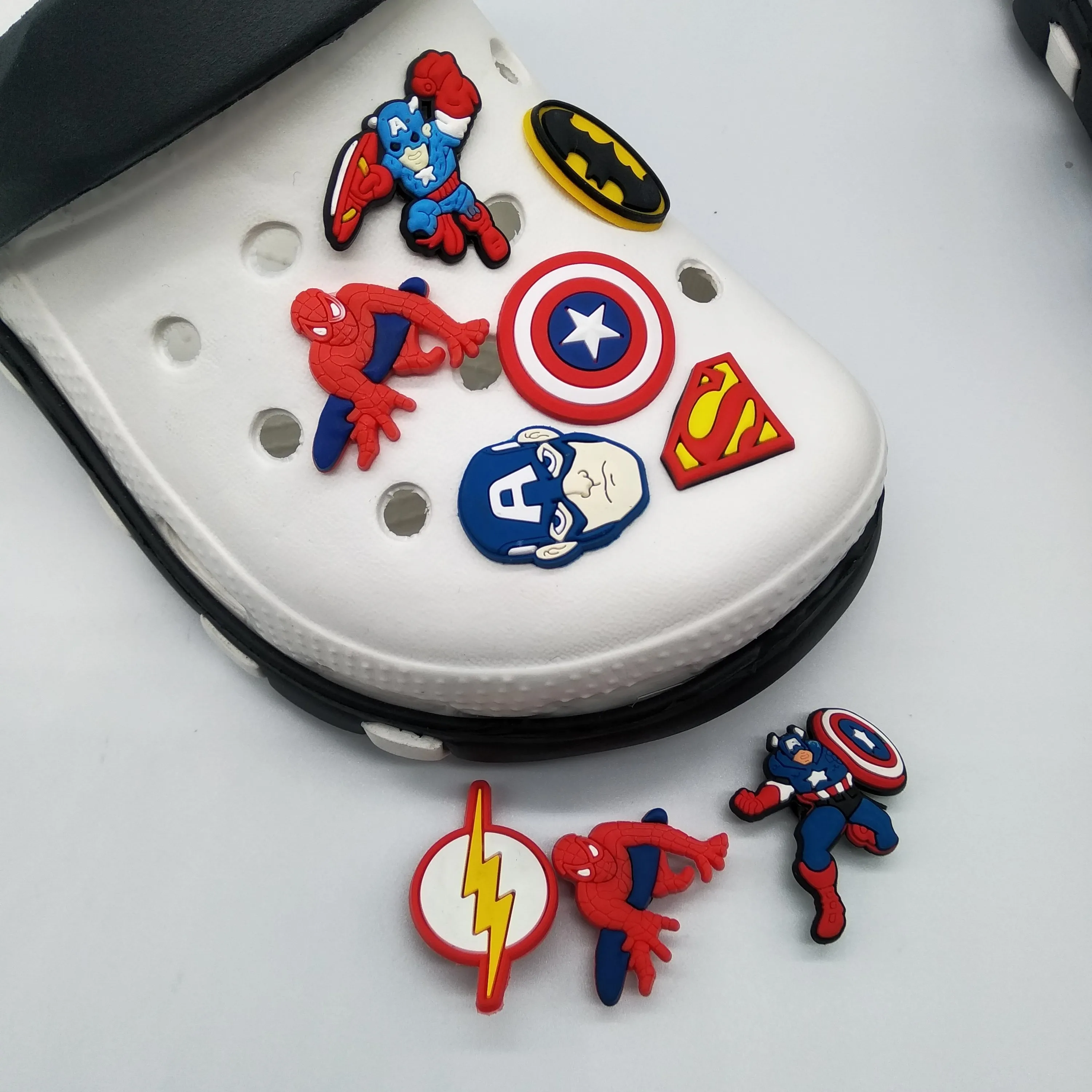 

Custom logo wholesale hero PVC Factory direct sales croc charms new decor cartoon shoes buckle croc shoe charms