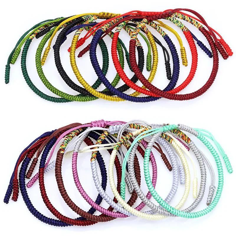 

Multy-Color Nylon Thread Bracelet Handmade Lucky Macrame Tibetan Bracelet Men Braided Rope Adjustable Bangle Bracelet