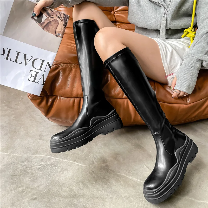 

2022 New Fashion Fluorescent Green Thick-Soled Martin Boots Patent Leather Chelsea Boots Sexy Slim Boots Women, White