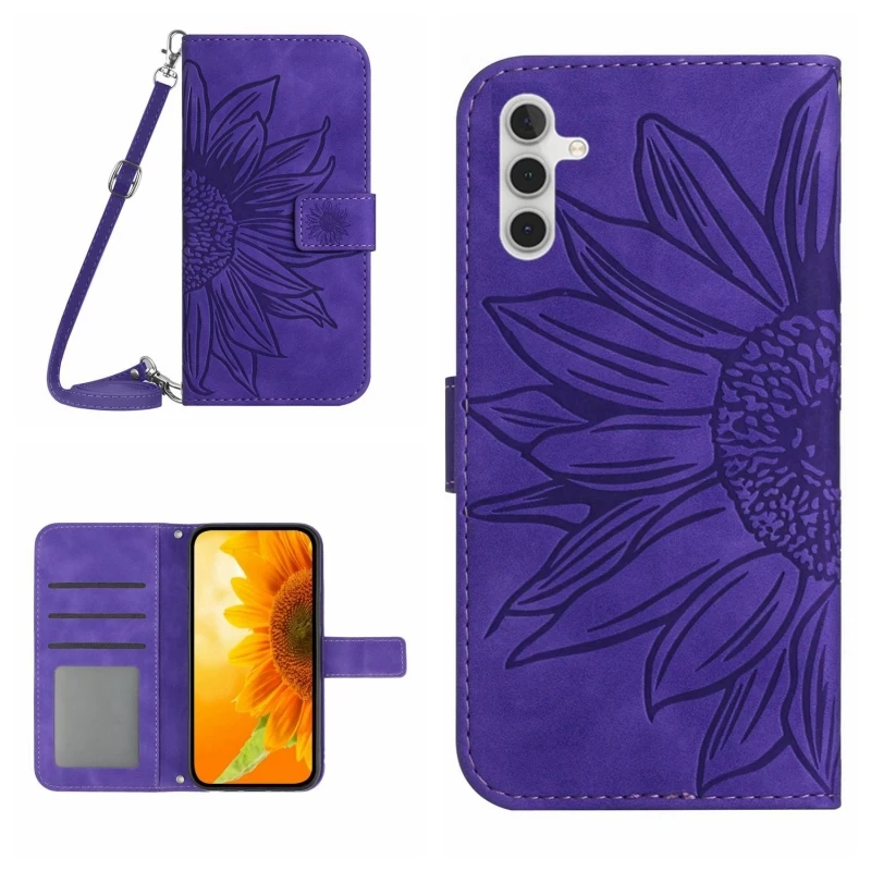 surprise price for samsung galaxy a14 5g feel sun flower embossed flip leather phone case
