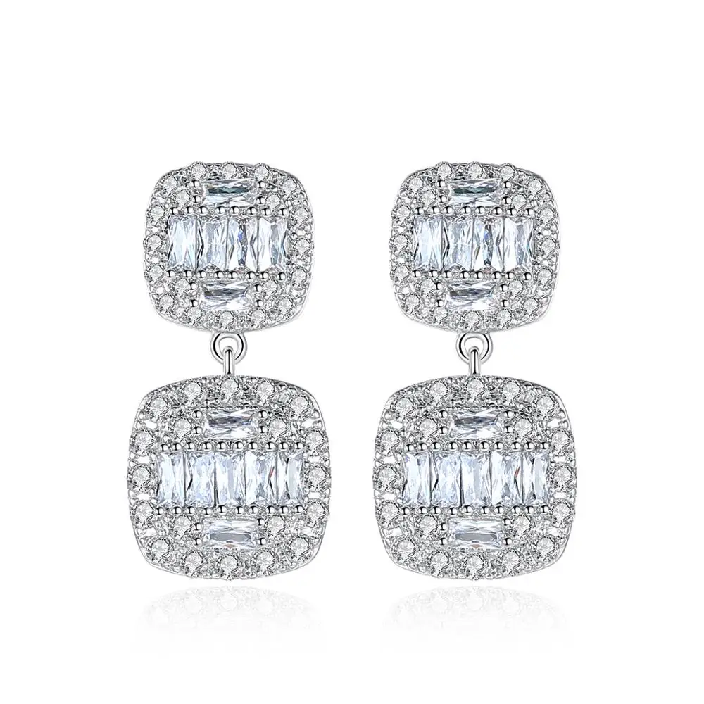 

LUOTEEMI Luxurious Square Shape Drop Earring with AAA Cubic Zircon for Woman Wholesale Jewelry Gift