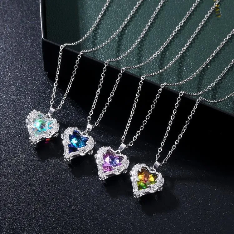 

Ocean Heart Necklace Colorful Jewelry Multi Color Simple Hot Selling Heart Shaped Pendant Love Necklace