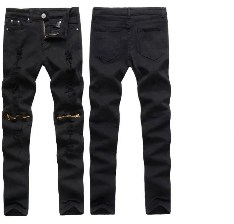 

Jhcentury Men's Zipper Jeans Stretch Biker Pants Red Black White, Customized color