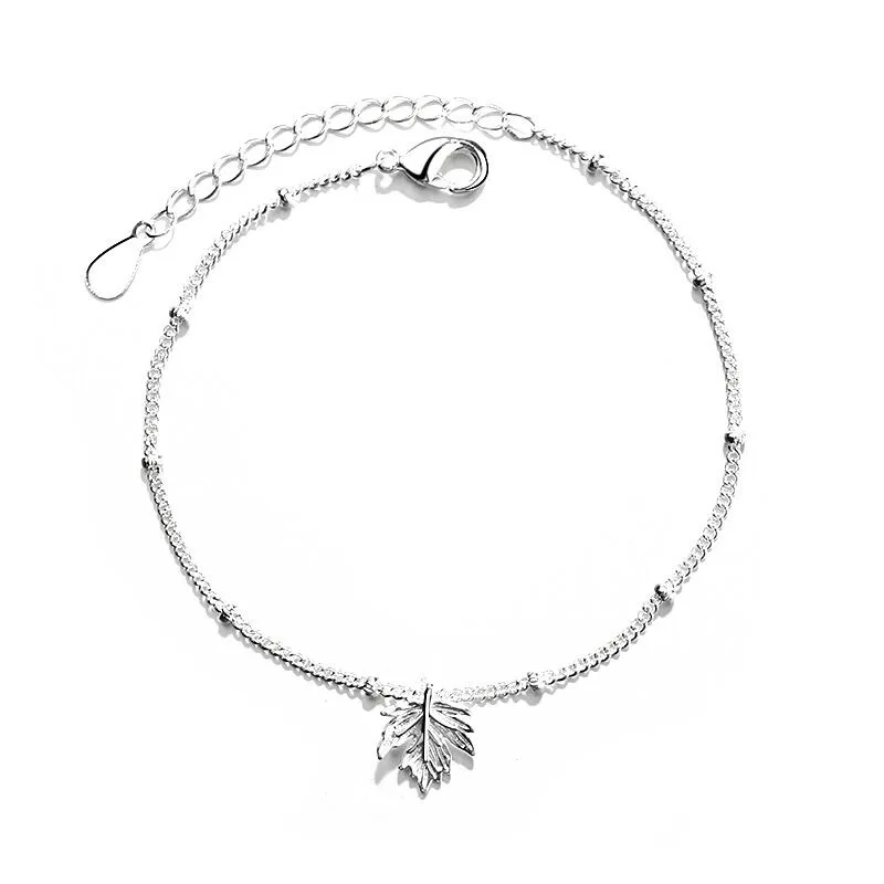 

ENSHIR Hot Product 2020 Maple Leaves Bracelet with Bead Chain Bracelet For Fine Jewelry Women, Picture