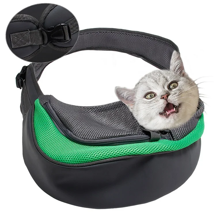 

Small Medium Breathable Polyester Wide Strap Cute Cat Dog Carrier Sling Bag, Red, yellow, blue, purple, dark blue, green, pink