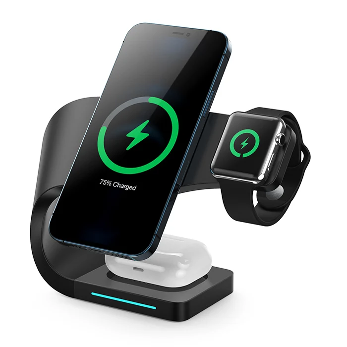 

Upgraded Smartwatch Wireless Charger Stand For IPhone 13 Pro Desktop Charging Dock Station 15W 4 in 1 Fast Wireless Charger