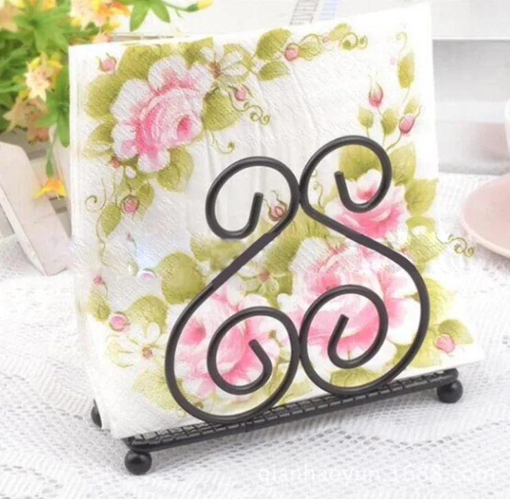 

Amazon Hot Sale Creative Simple Wrought Iron Paper Towel Rack Table Hotel Home Basics Collection Metal Napkin Holder, Customized color