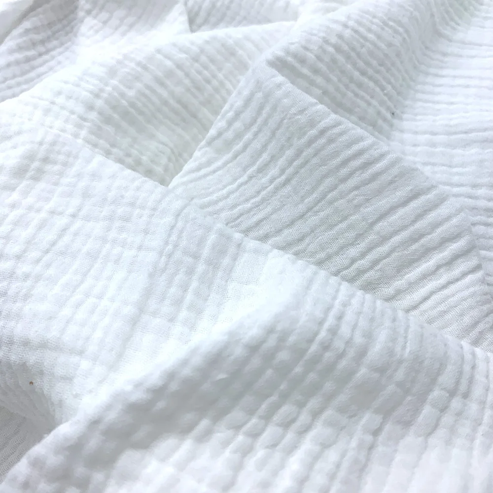 
Chinese supplier wholesale hot sale soft crinkle cotton double gauze dyed for baby diapers and dress clothing fabric 
