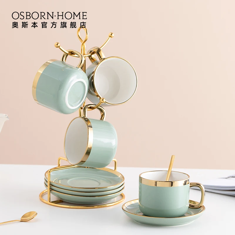 

OSBORN Nordic Ins Cute Creative Macaron Ceramic tea cups Coffee Cup And Saucers Porcelain, Picture